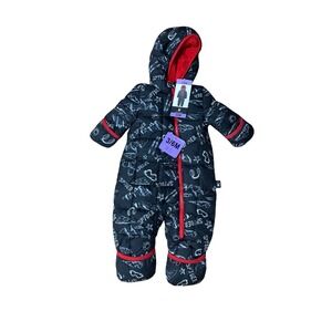 Spyder Baby Snowsuit Bunting Suit Black Red Print Hooded Full Zip 3 6 Months
